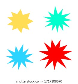 bursting shape speech bubbles set. starburst and sunburst cartoon with different color isolated on white background. vector illustration