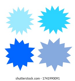 bursting shape speech bubbles set; starburst and sunburst cartoon with different color isolated on white background. vector illustration