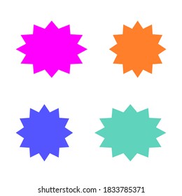 bursting shape speech bubbles set. starburst and sunburst cartoon with different color isolated on white background. vector illustration