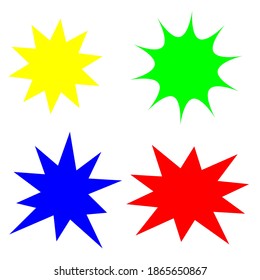 bursting shape speech bubbles set. starburst and sunburst cartoon with different color isolated on white background. vector illustration