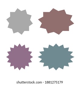 bursting shape speech bubbles set. starburst and sunburst cartoon with different color isolated on white background. vector illustration