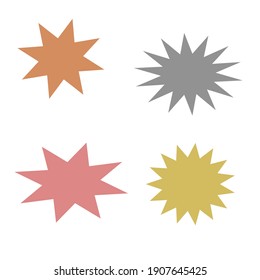 bursting shape speech bubbles set. starburst and sunburst cartoon with different color isolated on white background