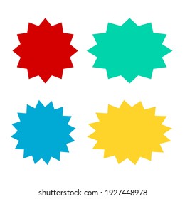 bursting shape speech bubbles set. starburst and sunburst cartoon with different color isolated on white background. vector illustration