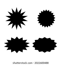 bursting shape speech bubbles set. starburst and sunburst cartoon isolated on white background. vector illustration