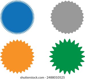 bursting shape speech bubbles set. starburst and sunburst cartoon with different color isolated on white background. vector illustration eps 10