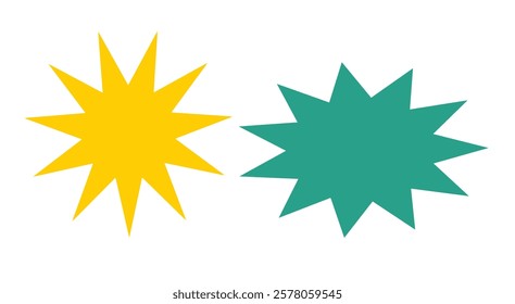 bursting shape speech bubbles set. starburst and sunburst cartoon with different color isolated on white background
