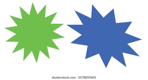 bursting shape speech bubbles set. starburst and sunburst cartoon with different color isolated on white background