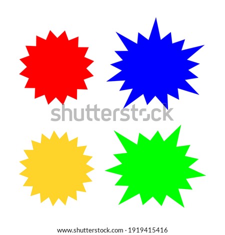 bursting shape speech bubbles set. starburst and sunburst cartoon with different color isolated on white background