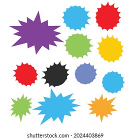 Bursting speech star set. Starburst isolated icons set