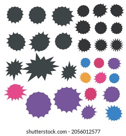 Bursting speech star set. Starburst isolated icons set