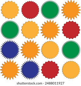 Bursting speech star set. Starburst isolated icons set eps 10.