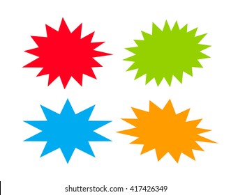 Bursting speech star set, vector illustration isolated on white background