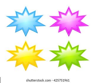 Bursting star icon set vector illustration isolated on white background