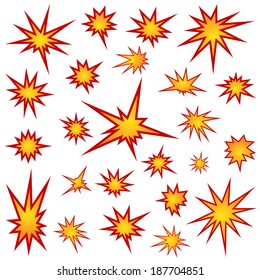 Conjunto de estrellas de explosión, ilustración vectorial