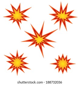 Bursting star set, vector illustration