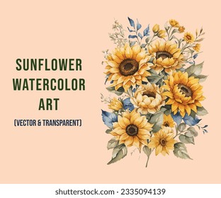 "Bursting with vibrant hues and radiant energy, my sunflower watercolor art captures the essence of nature's joy. Each delicate brushstroke brings these golden blooms to life, exuding warmth and happi