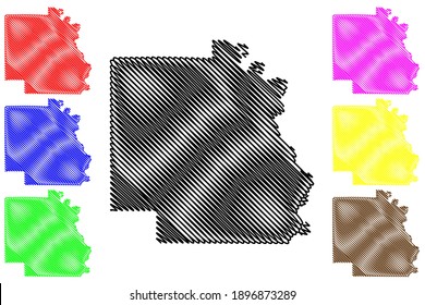 Burt County, Nebraska (U.S. county, United States of America, USA, U.S., US) map vector illustration, scribble sketch Burt map