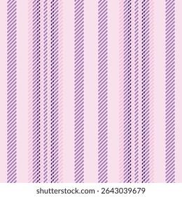 Burtain texture textile pattern, harmony lines fabric seamless. Lnternet vertical background vector stripe in pink lace and purple colors palette.