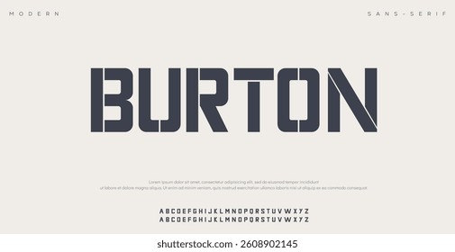 Burton Creative font. Modern abstract digital tech font. Logo creative font, type, technology, movie, digital, music, movie. Fonts and illustration in vector format.