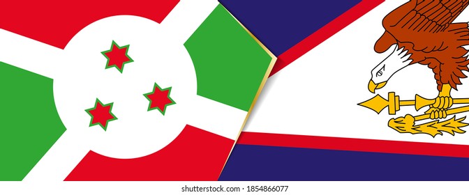 Banderas de Burundi y Samoa Americana, dos banderas vectoriales símbolo de relación o enfrentamiento.