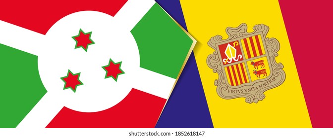 Banderas de Burundi y Andorra, dos banderas vectoriales símbolo de relación o enfrentamiento.