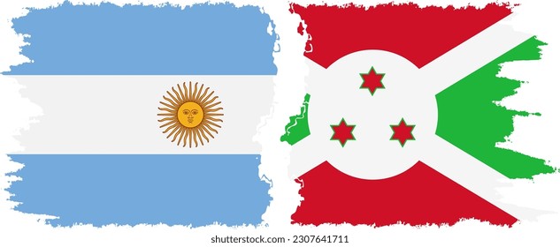 Burundi and Argentina grunge flags connection, vector