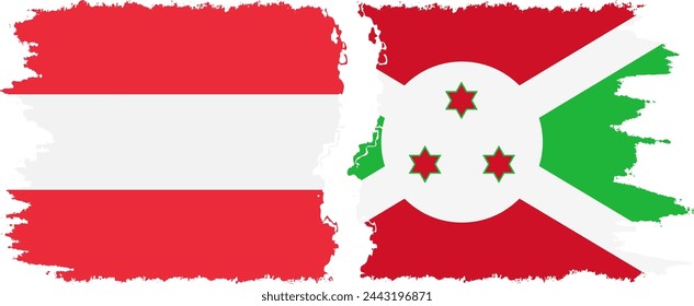 Burundi and Austria grunge flags connection, vector
