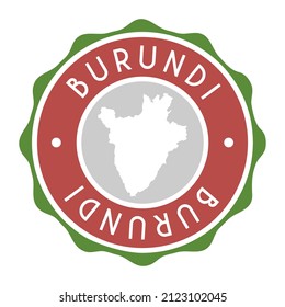 Señal del vector de sellos vectores del mapa de insignias de Burundi. Etiqueta de icono de diseño de marca de país de símbolo nacional. 