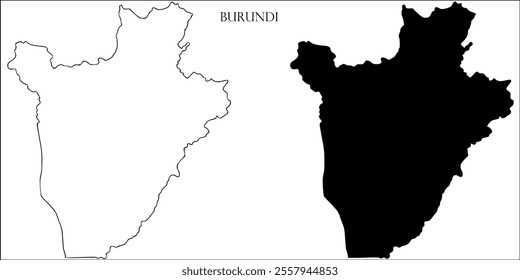 Burundi Blank Map, Burundi Map Outline Vector Images