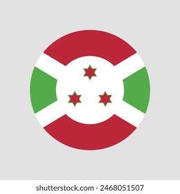 Burundi circle flag. Flag of Burundi. Flag icon. Standard color. Round icon flag. Computer illustration. Digital illustration. Vector illustration.