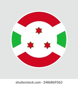 Bandera del círculo de Burundi. Icono de marca. Color estándar. Ilustración digital Icono de redondeo. Ilustración vectorial.