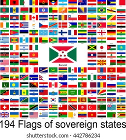 Burundi, collection of vector images of flags of the world