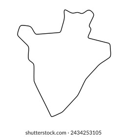 Burundi country simplified map. Thin black outline contour. Simple vector icon