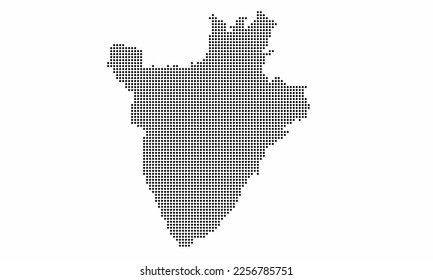 Burundi dotted map with grunge texture in dot style. Abstract vector illustration of a country map with halftone effect for infographic. 