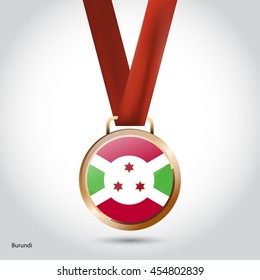 Burundi Flag in Bronze Medal. Olympic Game Bronze Medal. Vector Illustration