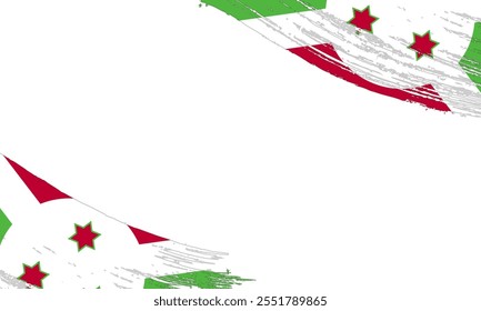 Burundi Flag with Brush Stroke Effect, Grunge brush stroke. Watercolor painting flag design.