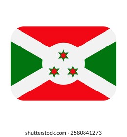 Burundi flag design icon emoticon. Vector illustration on white background of Burundi flag.