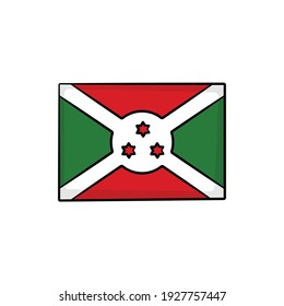 Bandera burundesa en el estilo de dibujo vector aislado. Ilustración de objeto dibujada a mano para su presentación, materiales didácticos u otros.