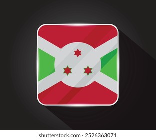 Burundi-Fahne glänzend quadratisch Symbolgrafik 