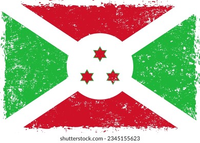 Burundi flag grunge distressed style