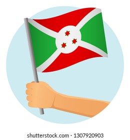 Burundi flag in hand. Patriotic background. National flag of Burundi vector illustration