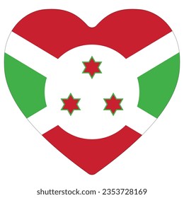 Burundi flag heart shape. Flag of Burundi heart shape