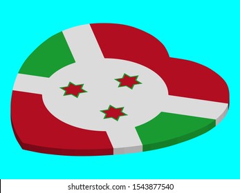 Burundi Flag In Heart Shape 3D Vector illustration eps 10