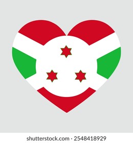 burundi flag heart shaped. Love symbol. Vector illustration