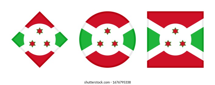 Burundi-Flaggensymbol-Set einzeln auf weißem Hintergrund