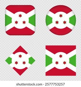 Burundi Flag Icons Pack. Vector illustration.