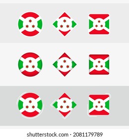 Fila de la bandera de Burundi, bandera vectorial de Burundi. Tres versiones del icono.