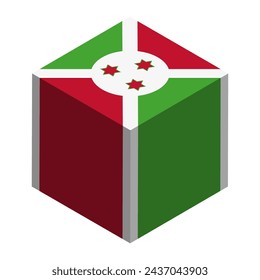 Burundi flag - isometric 3D cube isolated on white background. Vector object.