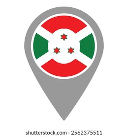 Burundi flag location pin, flag application, Flag on Location Pin, graphic design, map pointer, vector illustration.