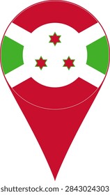 Burundi Flag Location Pin Map Marker Burundian Destination GPS Vector Icon